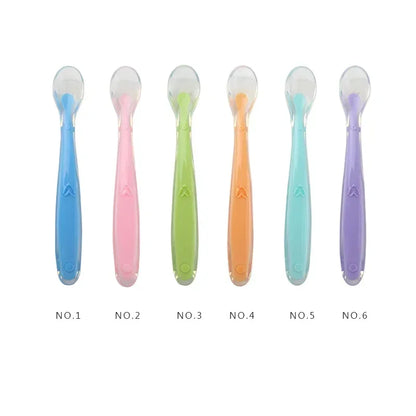 Colorful Silicone Spoon for Babies Hot Sale Candy Color Temperature Sensing Baby Feeding Tools