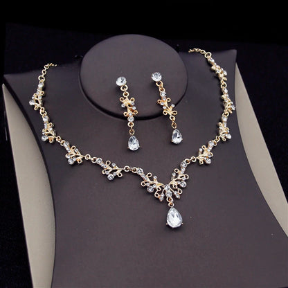 Fashion Crystal Bridal Jewelry Sets for Women Tiaras Earrings Necklace Crown Wedding Dress Bride Jewelry Set Accessories