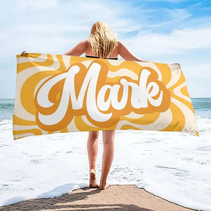 Bohemian Custom Names Beach Towels Stripe Microfiber Towels Absorbent Quick-Drying Soft Yoga Swimming Towels For Men Women Kids