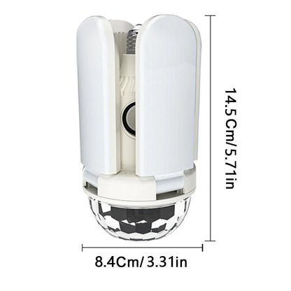 Smart LED Bulb 4-Leaves Lamp Music Bluetooth Audio Folding Remote Control Christmas Projection Starry Light for Party Wedding