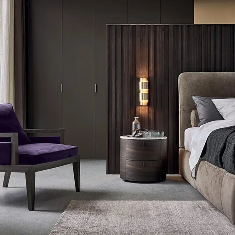 Solid Wood Creative Elliptical Bedside Table Modern Simple Night Stand for Bedroom Nightstands Storage Cabinet Bedroom Furniture