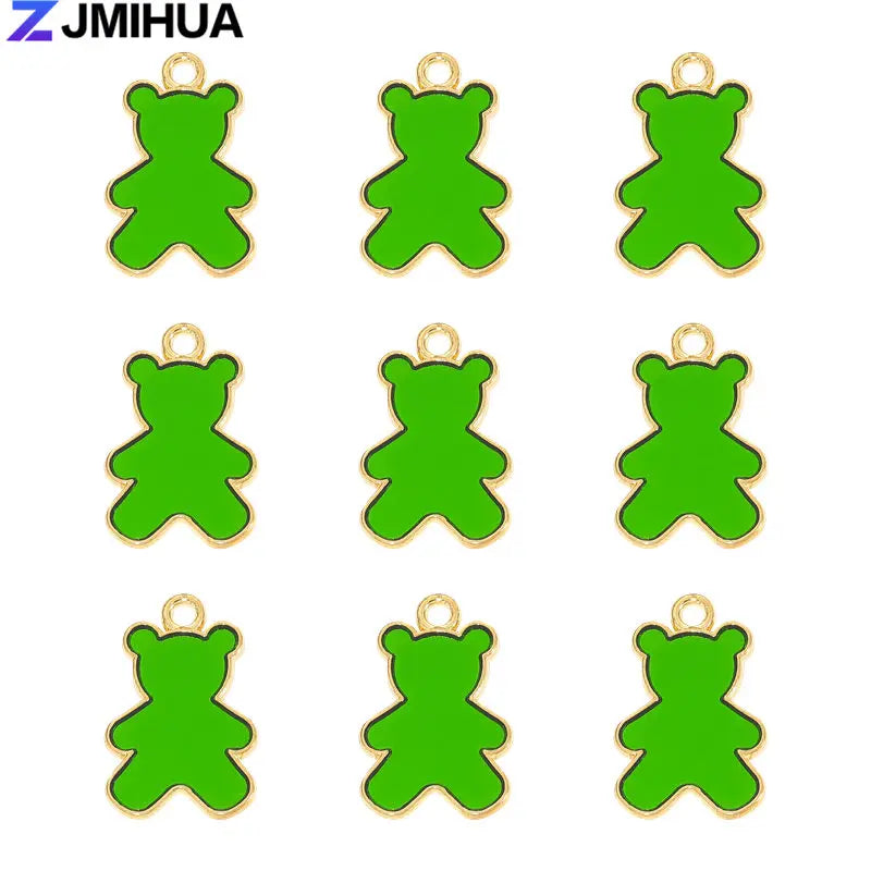 15pcs Enamel Charms Cute Bear Pendants Charms For Jewelry Making Supplies DIY Handmade Earrings Bracelets Findings Accessories