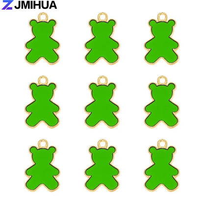 15pcs Enamel Charms Cute Bear Pendants Charms For Jewelry Making Supplies DIY Handmade Earrings Bracelets Findings Accessories