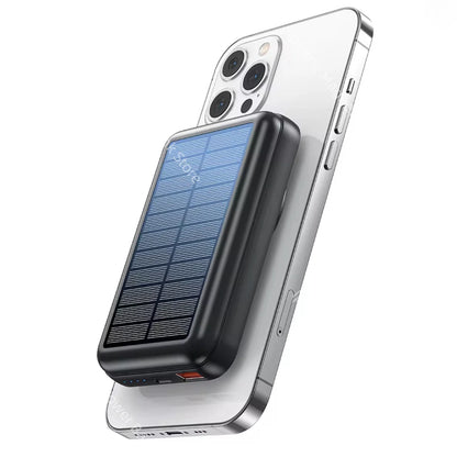 2025 15W Solar Magnetic Power Bank 20000mAh, Wireless Fast Charging USB-C, PD20W Fast Charge, Portable Solar Charger for Phones