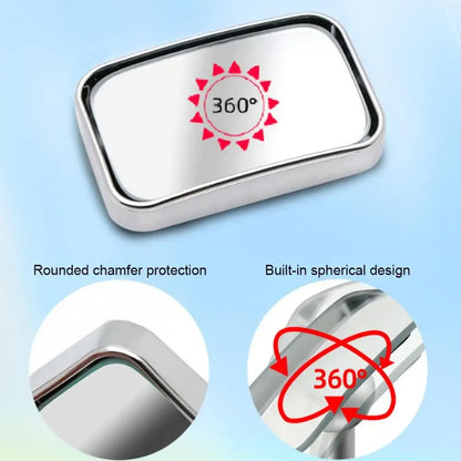 2Pcs Car Convex HD Mirror for Back Passenger Adjustable Self-Adhesive Blind Spot Rear View Mirror Wide Angle Rearview Mirror