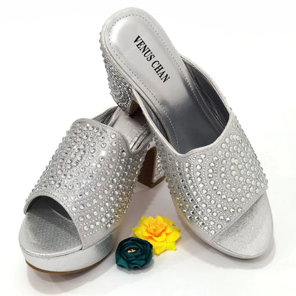 Purple Color Wedding Shoes Woman Open Toe Ladies Sandals Shoes Party Wedding Shoes Decorated with Rhinestone New Arrival Shoes