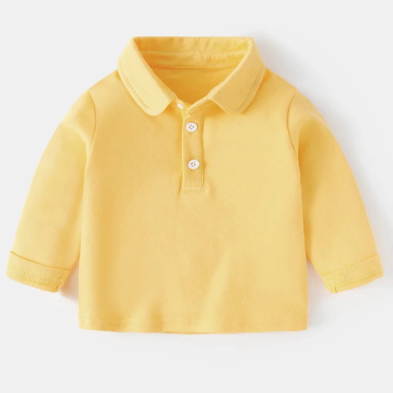 Ins Infant Babys Boys Polo Shirts Autumn Solid Long Sleeve Little Boy Sundershirt Casual Turn Down Collar Toddler Kids Boys Tops