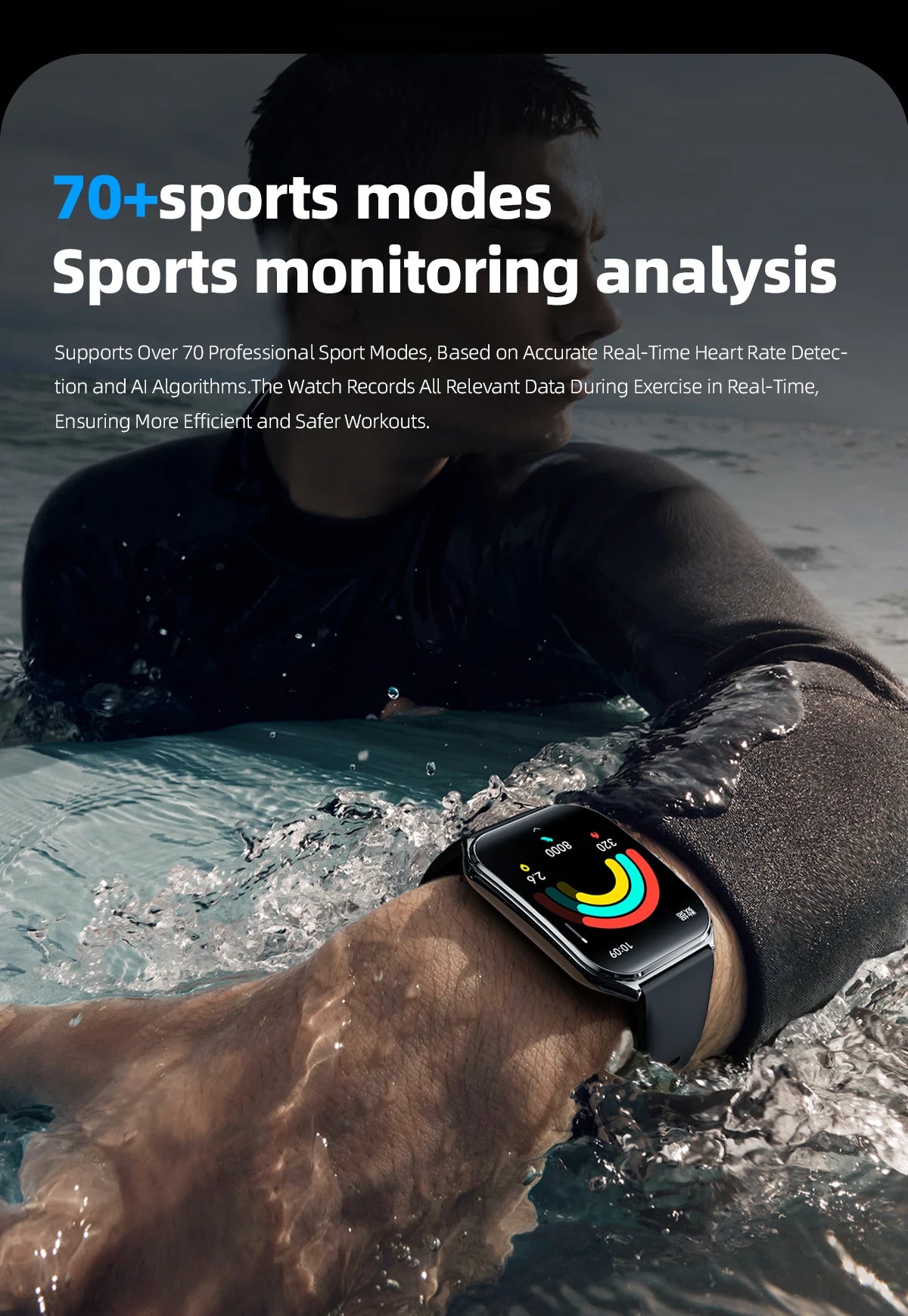 2025 A new smart watch, 1.96-inch sports watch, IP67 waterproof, 110+ sports mode, fitness activity tracker, ultra-thin watch.