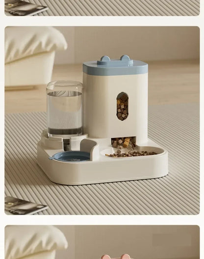 Automatic Pet Feeder and Water Dispenser 2in1 Raised Food Bowl with Water Fountain for Cat Dog Large Capacity Pet Accessories