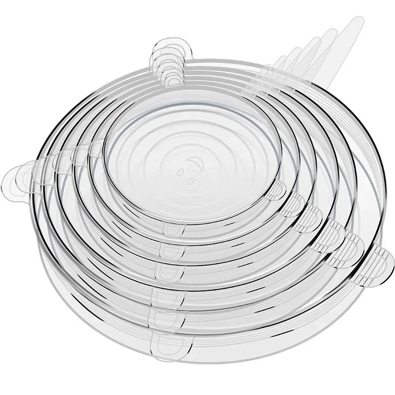 6PCS Adaptable Lid Silicone Cover Food Caps Elastic Stratchy Fresh Microwave Lids Stretch Silicone Cover for Kitchen Accessories