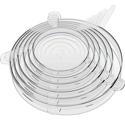 6PCS Adaptable Lid Silicone Cover Food Caps Elastic Stratchy Fresh Microwave Lids Stretch Silicone Cover for Kitchen Accessories
