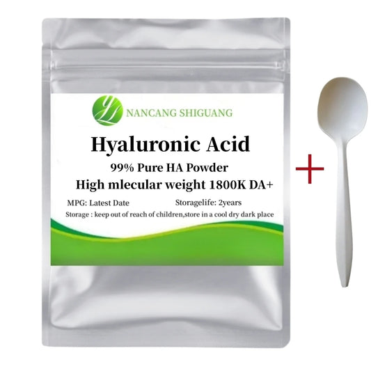 99% Hyaluronic Acid Serum Powder HA,High Molecular Weight Sodium Hyaluronate 1800k DA+, Moisturizing Whitening Skin,Anti-aging