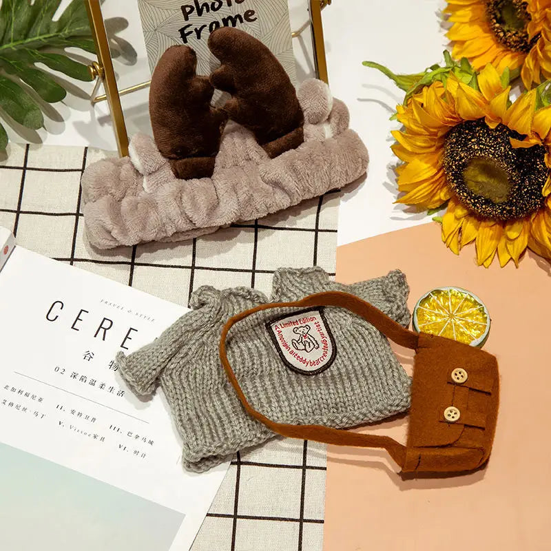 1set Clothes Suit Exquisite Soft Knitted Sweater DIY Accessories For 30cm Kawaii Yellow Duck Lalafanfan Plush Toys Stuffed Dolls