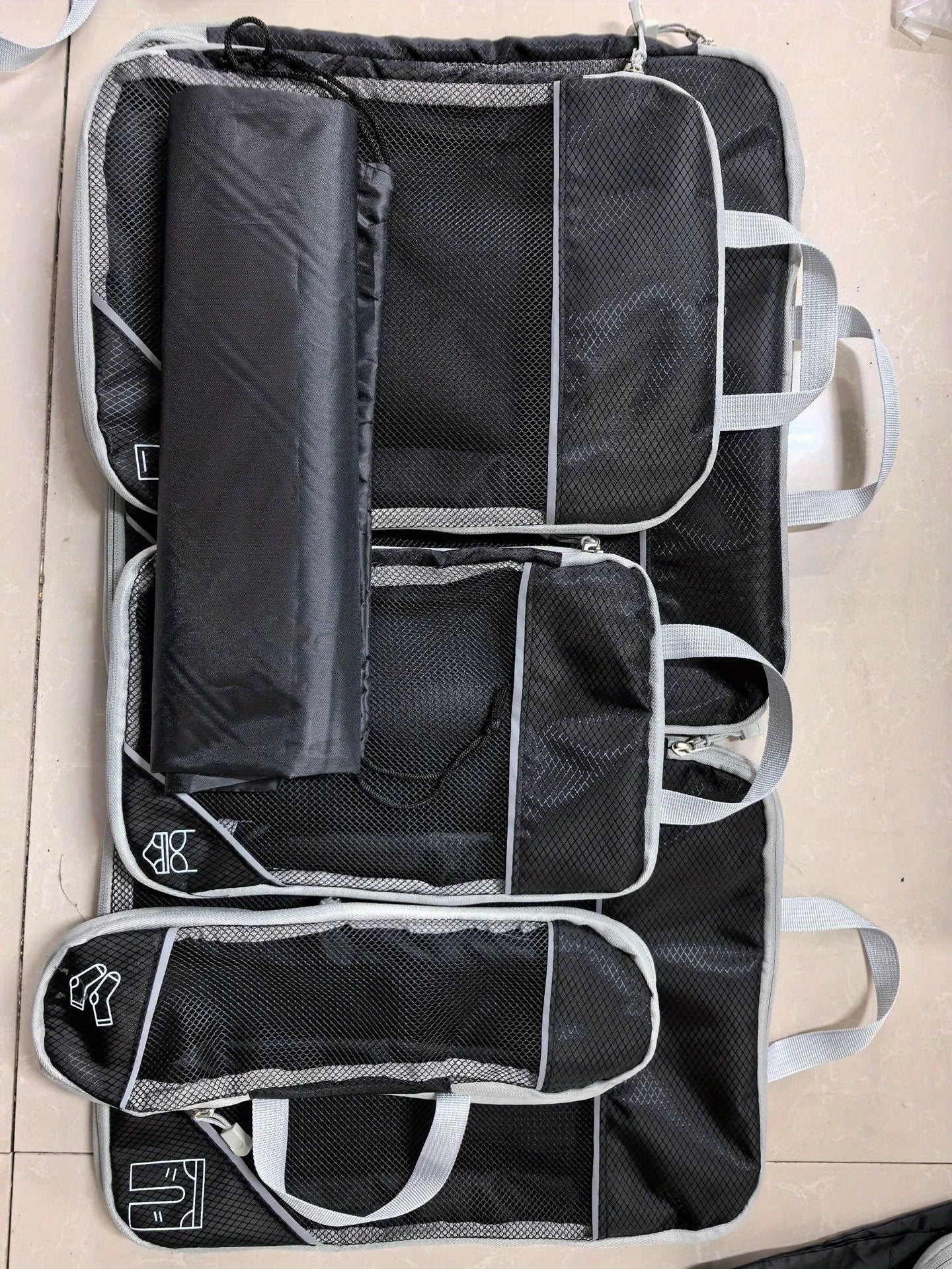 Compression Packing Cubes Set Mesh Travel Organizers for Luggage Suitcase Lightweight  Storage Bags with SeeThrough Panel