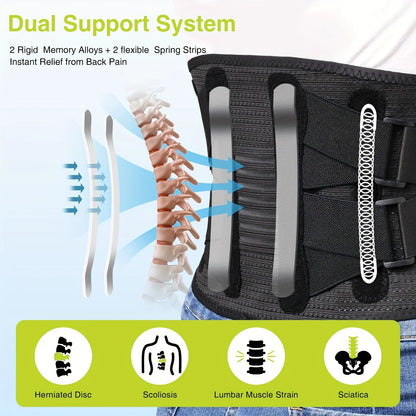 Back Brace For Lower Back Pain,With 4 Metal Supports,Four Elastic Bands,Breathable& Strong Support,Effectively Relieve Your Pain