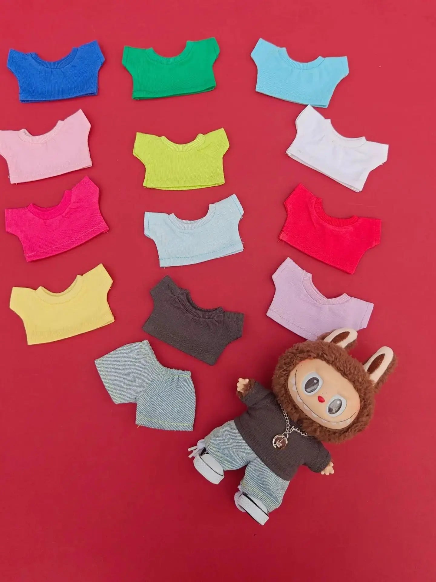 Labubu 3.0 Doll 15/17cm Hoodie with Jeans Set Outfit Accessories for Ropa Labubu