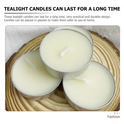 50 Pcs Small Tea Light Round Scented Candles Posing Travel Tealight Candless