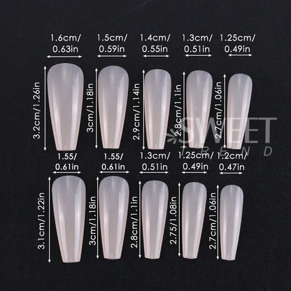 100pcs Nude Pink False Nail Press On Nails Acrylic Extension Coffin Forms Nail Tips Artificial Long Full Cover Fingernails Tools