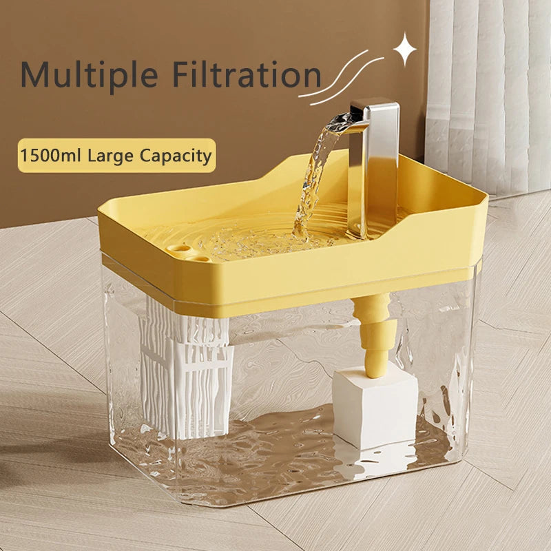 Automatic Cat Water Fountain 1500ml USB Mute Pet Drinking Dispenser Pet Drinker for Cats Kitten Water Dispenser Cat Accessories
