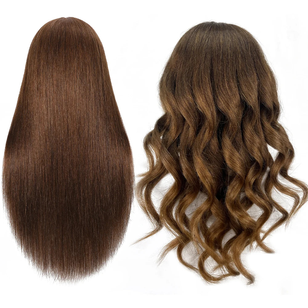 Female Mannequin Head with 22"100%Real Hair Cosmetology Manikin Head Hairdressing Practice Cutting Styling Training Doll Heads