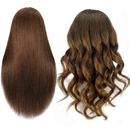 Female Mannequin Head with 22"100%Real Hair Cosmetology Manikin Head Hairdressing Practice Cutting Styling Training Doll Heads