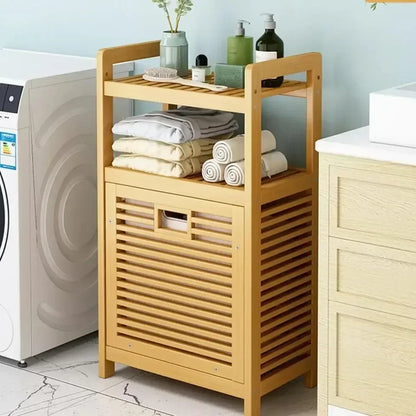 Dirty Clothes Basket Wood Vine Weaving Laundry Hamper Multi-function Bathroom Rack Large Capacity Laundry Baskets Storage Rack