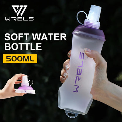 WRELS Foldable Silicone Soft Flask Water Bottle for Outdoor Sport  Running Camping Folding TPU Soft Flask Water Bag BPA Free
