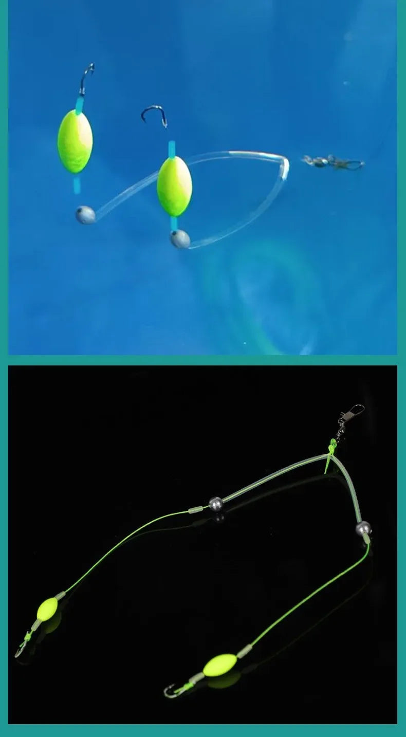 1Pc #4/7/9/12 Double Hook Fishing Hair Rigs Hook Suspension Iseni Anti Bottom Carp Fishing Hook Ready Made Carp Rig Fishing Lure