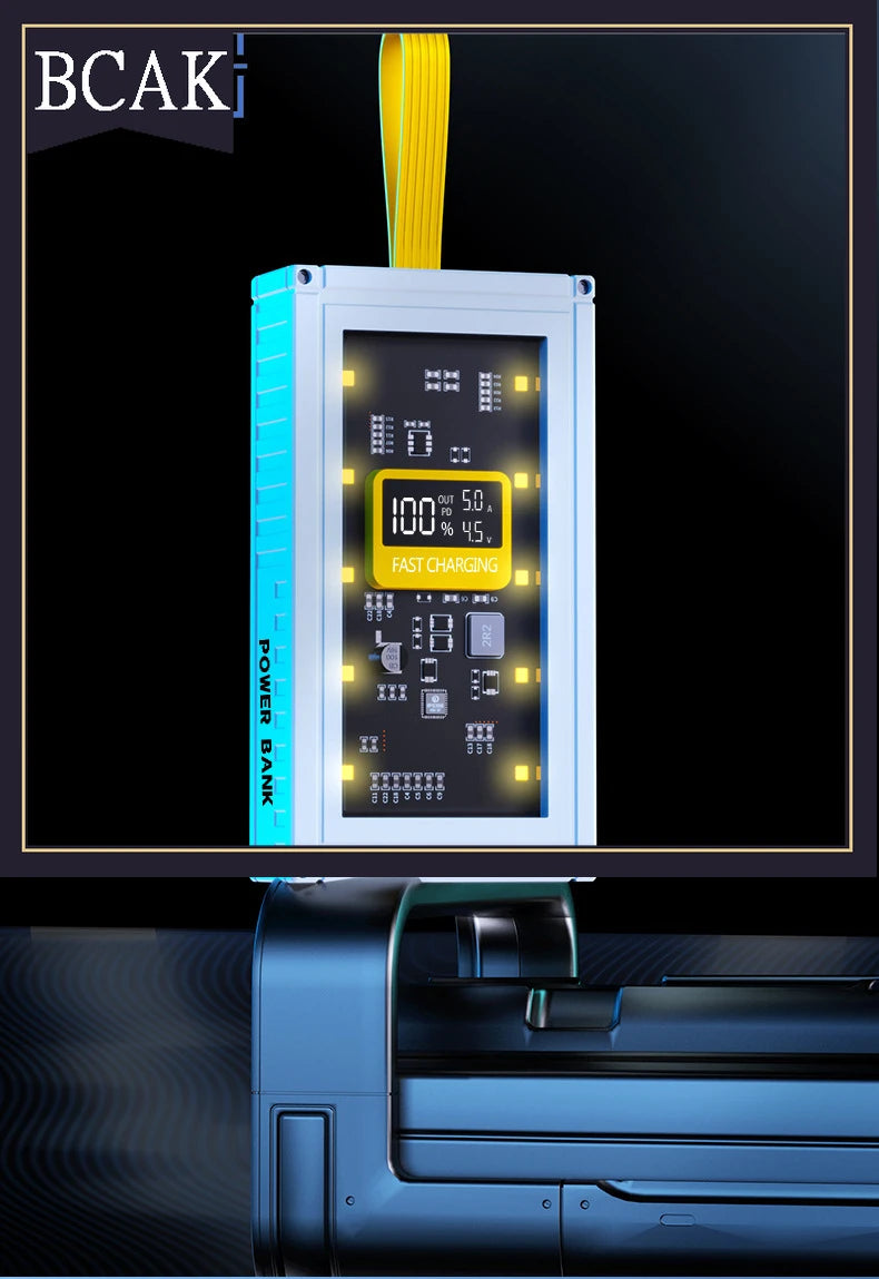 BCAK  Brand discount store 30000mAh 50000mAh 120W Fast Charging Transparent Power Bank 200000mAh Large-capacity Mobile Power