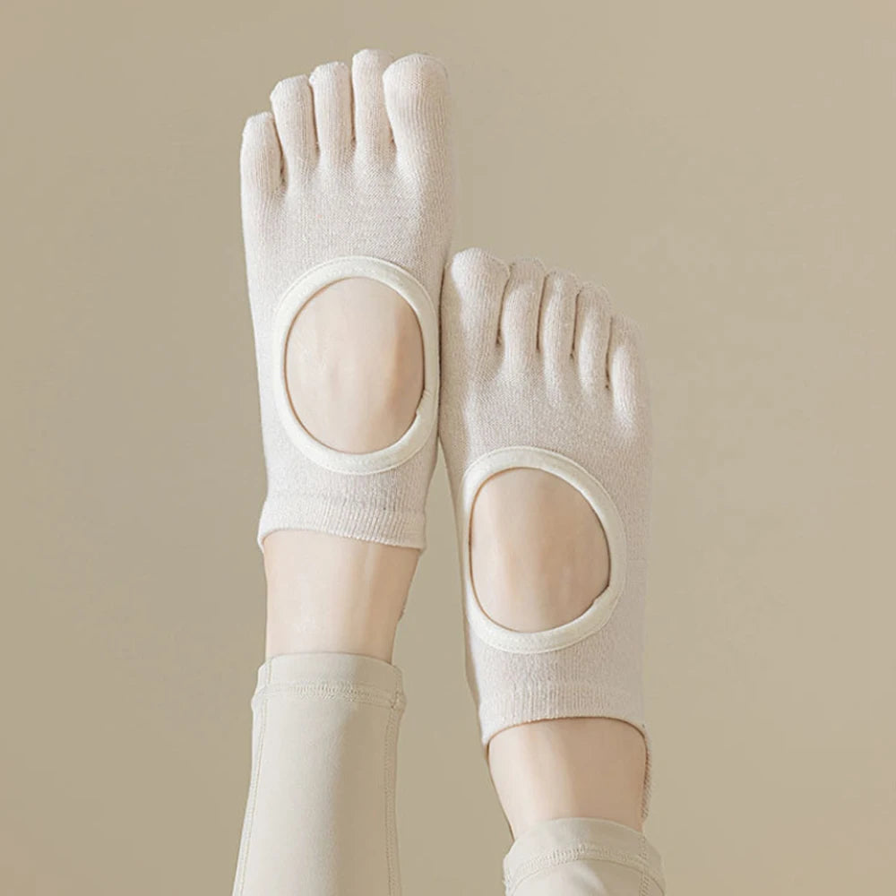 Yoga Socks for Women toe socks non slip Pilates class Hollow out Breathable anti-slip socks five fingers aerobics cotton socks