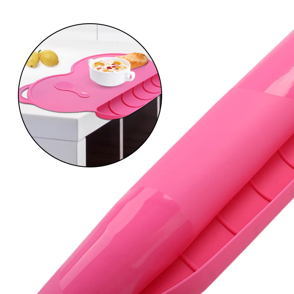 Silicone Placemats,Kids Feeding Mat Portable with Personalised Collapsible Baby Eating Food Catcher Pocket Eholder Fits Most Hig