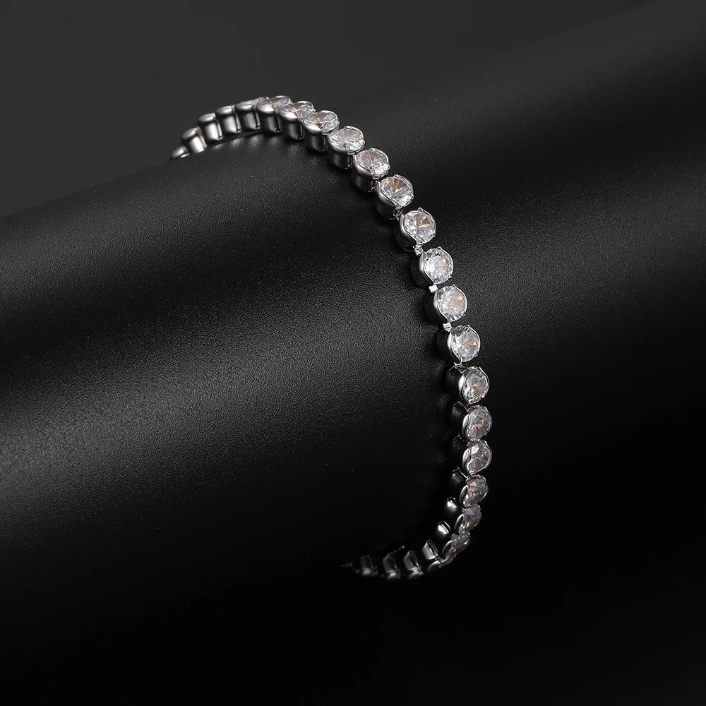 Sparkling Cubic Zircon Tennis Bracelets for Women Luxury Dainty Stackable Silver Color Chain Crystal CZ Banquet Wedding Jewelry