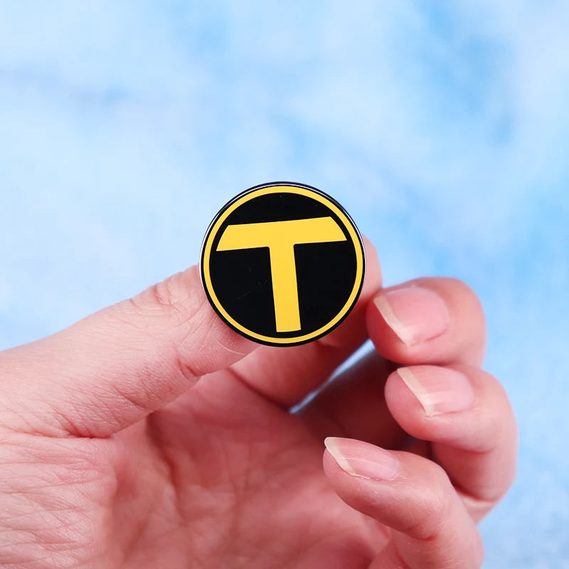 American animated superhero television series T logo Badge Enamel pins Jewelry Accessories