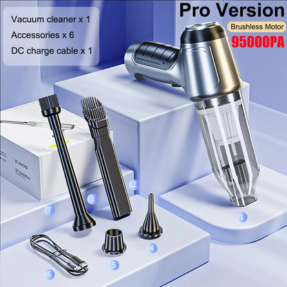 Car Vacuum Cleaner Wireless 95000PA Strong Suction Vacuum Cleaner Portable Handheld Vacuum Cleaner Blower 2in1 for Car Home
