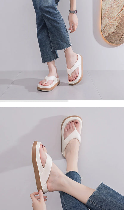 Woman Flip Flops Popular Design Shoes 2025 Trend Platform Casual Sandals Outdoor Non-slip Slippers Unique Features Flat Sandals