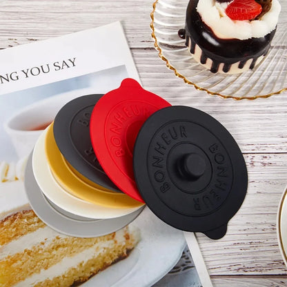 Mugs Lid With Convex Handle Silicone Glass Cup Cover Round Heat-Resistant Cup Lid Dustproof Universal Mug Sealed Cap Pantry