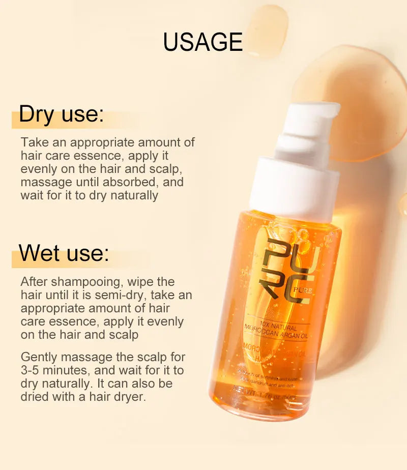 PURC Morocco Argan Oil Hair Serum Smoothing Repair Damaged Frizz Hair Treatments Nourishing Anti Dandruf Hair Care Product