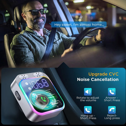 Bluetooth 5.0 FM Transmitter For Car FM/AUX Bluetooth Car Adapter Car Charger Bass Boost 3 Ports Charger Bluetooth Adapter