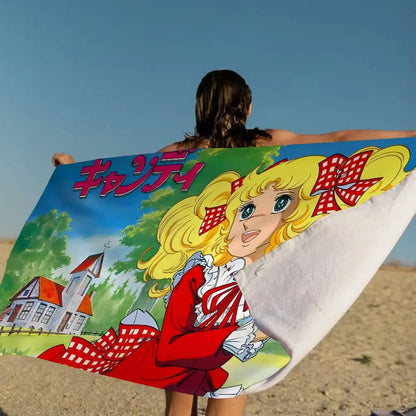 Candy Candy Beach Towel Colorful Bath Towels For Girl Microfiber Quick Dry Custom Sand Free Beach Yoga Spa Gym Pool