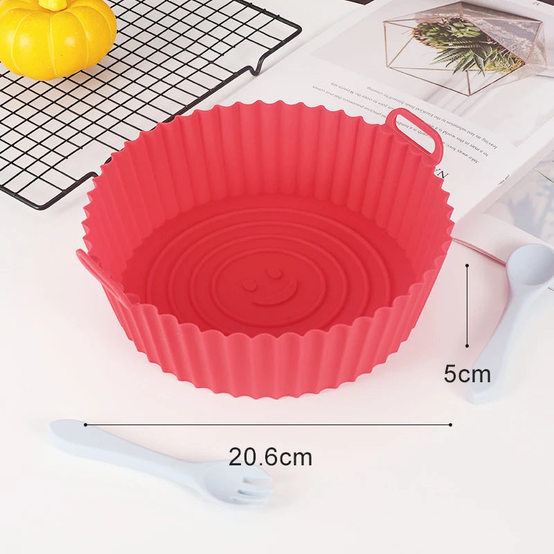 Silicone Air Fryer Liners Round Reusable Airfryer Basket Easy to Clean Air Fryers Silicone Pot Baking Tray Oven Accessories