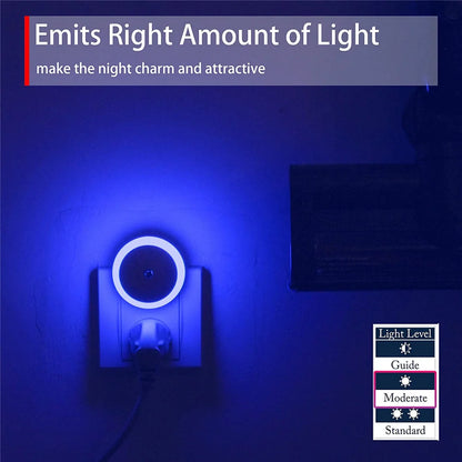 LED Night Light Smart Night Sensor Round Plug in Wall Night Lamp Bathroom Home Kitchen Hallway Staireway Bedroom Nightlight