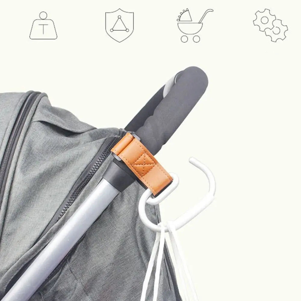 Creative PU Baby Stroller Hooks Cart Organizer Solid Color Hanging Hook Stroller Accessories Cartoon Stroller Accessories Pram