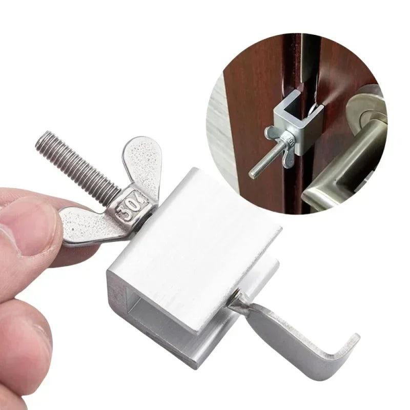 Portable Door Lock Travel Hotel Lock Dual Nut Adjustment Privacy Doors Lock Anti-Theft Door Stopper for Home Security Door Stop