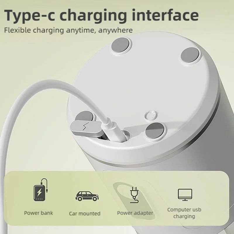 New Portable Juice Blender 600ml 12 Blades Fast Blending USB Rechargeable For Outdoor Milkshake Smoothie Electric Blender