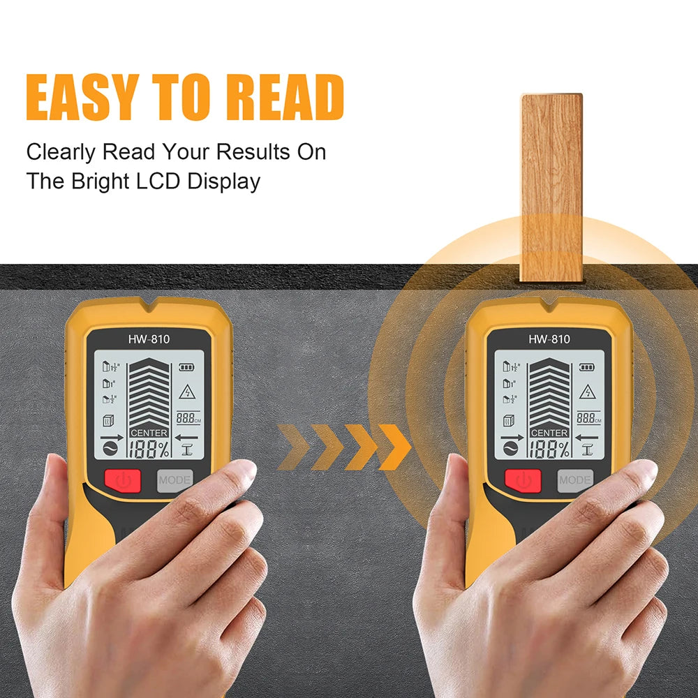 Handheld 6 in 1 Metal Detector Wall Finders Multifunction Wood Stud Finder Metal Pipes AC Wire Metal Depth Measure Floor Scanner