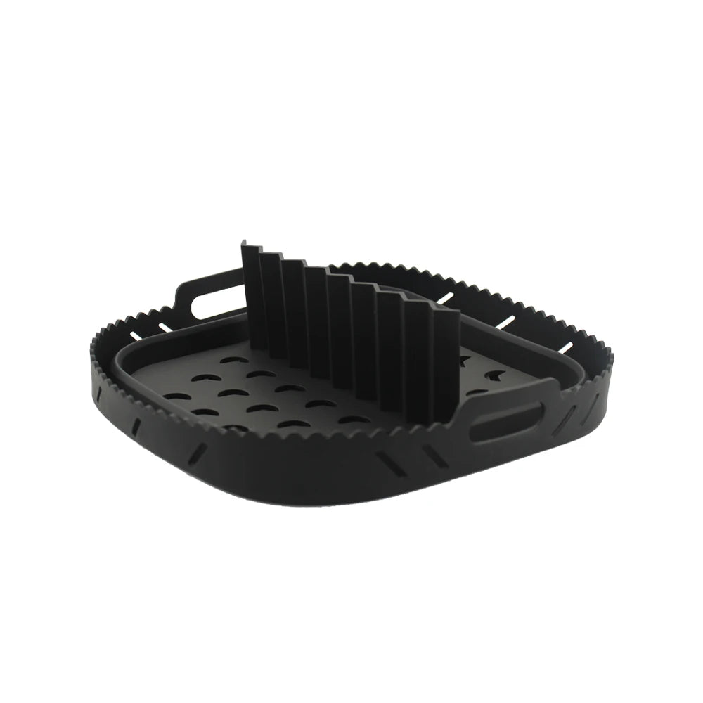 Dishwasher safe Square Silicone Air Fryer Liner Reusable Heat Resistant eazy clean air fryer silicone liners with divider