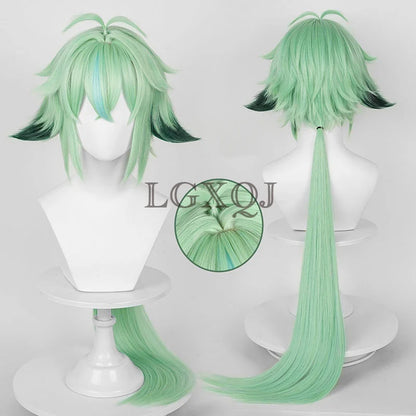 Scalp Sucrose  Sucrose Cosplay Wig 85cm Green Cosplay Anime Wig Heat Resistant Synthetic Hair Costume Wigs+Wig Cap