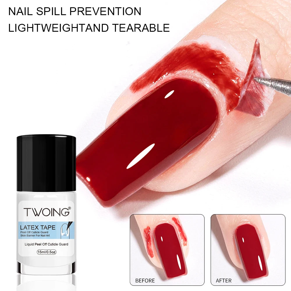 15mlNail Peel Off Liquid Anti-Overflow Glue Edge Latex Tape, Nail milk pad Peel OffCuticle Guard Nails Finger Lacquer Protectors
