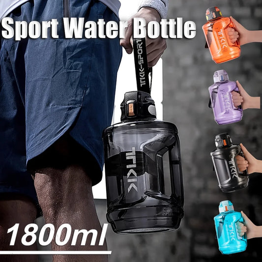 1800Ml Large Sports Plastic Water Bottle with Straw Lid Lock for Hydration, Gym Workouts, Outdoor Fitness, Travel, Camping