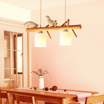 Decorative Nordic Pendant Lights Glass Hanging Lamp Dining Kids Room Restaurant Creative Animal Birds Pendant Lamp Wood Lighting